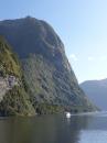 The "other boat" and the high walls of the Hall Arm of Doubtful Sound, Nov 2015